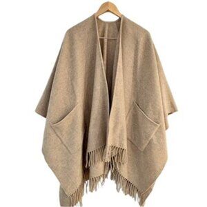 Banana Republic Wool Blend Cape Poncho with Pockets Beige One Size